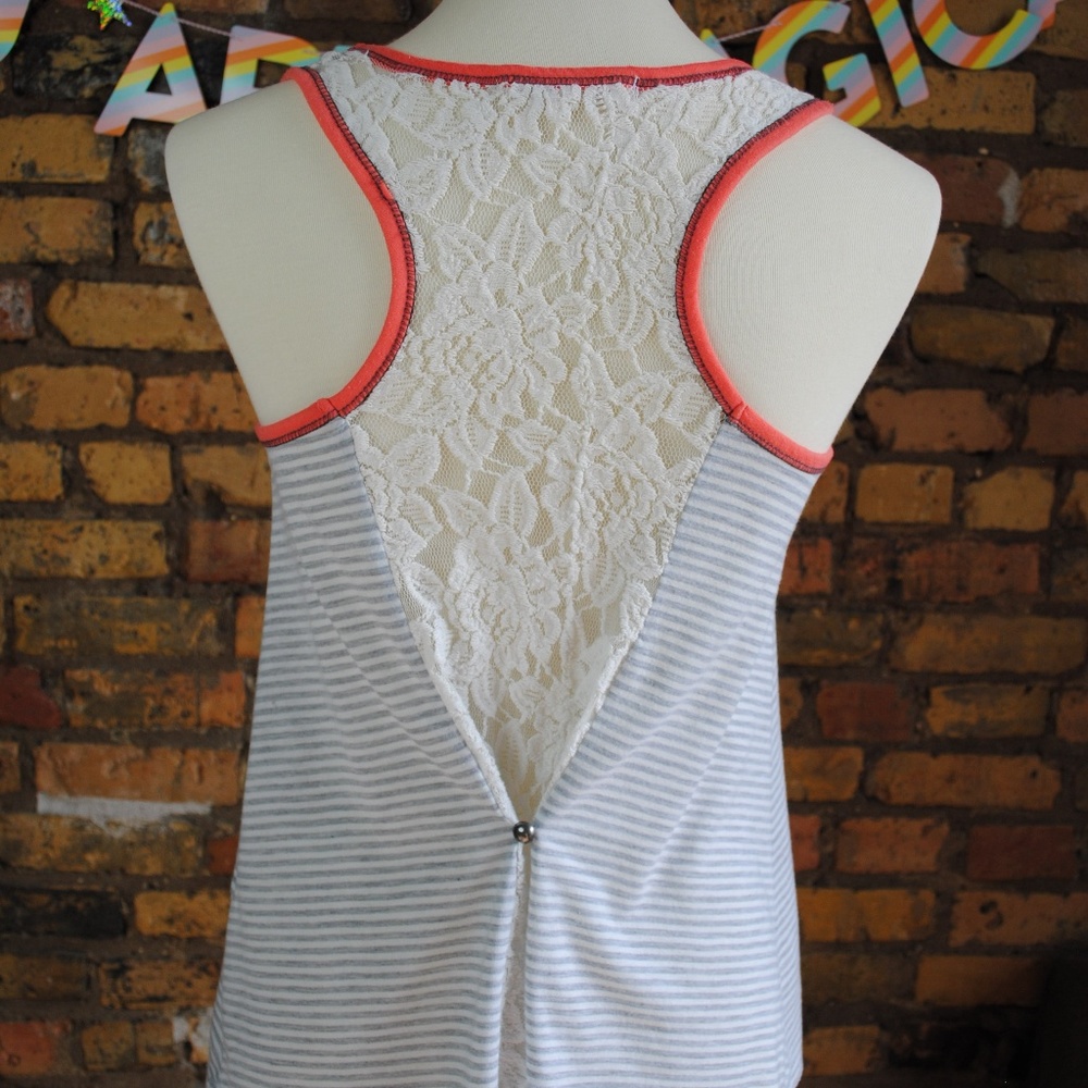 REWIND Striped Lace Back Tank - Picture 4 of 7
